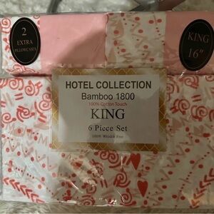 Hotel Collection Bamboo 1800 King Bedding Set - Pink and White